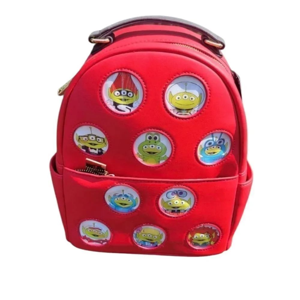 Loungefly Mini Backpack Disney Pixar Alien Remix Faux Leather Red 11.5" NWT